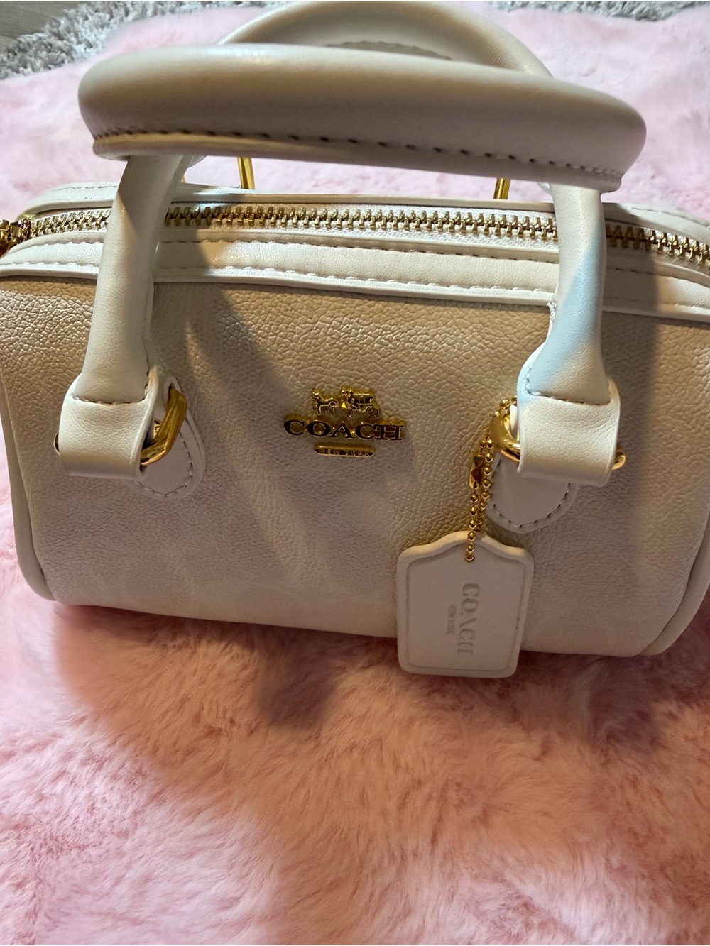 Coach White Leather Mini Satchel with Gold Hardware